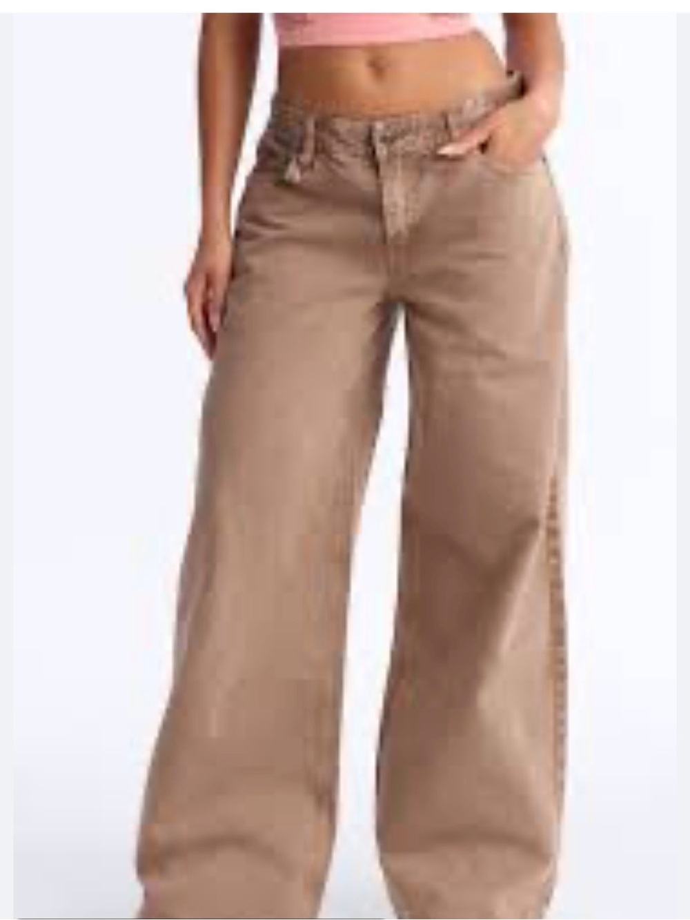 Fashion Nova Wide-Leg High-Rise Jeans in Tan